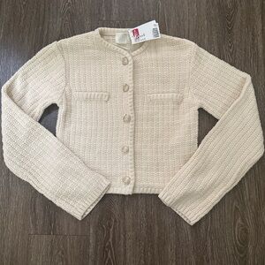 NWT: Cream Textured Button-Up Cardigan